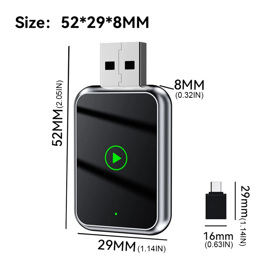2 in 1 Wireless CarPlay Android Auto Adapter Wireless CarPlay Adapter Plug & Play Mini Carplay&Auto Box Dongle for Factory Wired